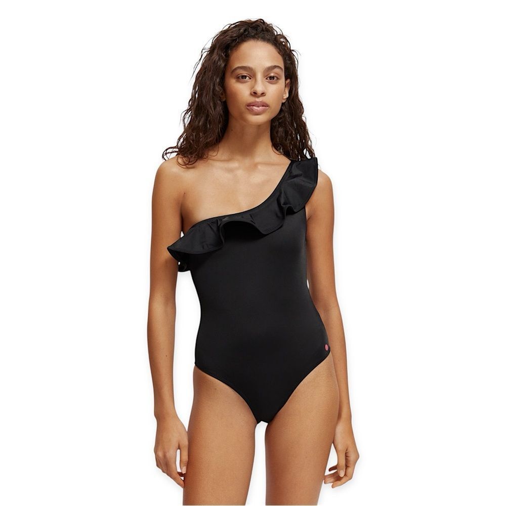 Scotch & Soda One Shoulder Black One Piece Swimsuit